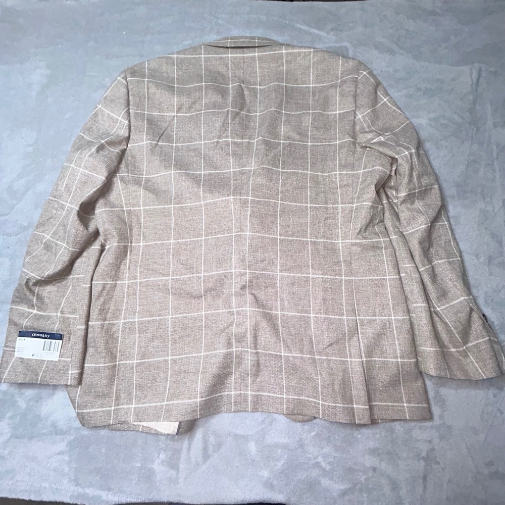 Crown & Ivy Blazer 46R Tan Windowpane Sport Coat Modern Fit Stretch NWT motion - Picture 10 of 16
